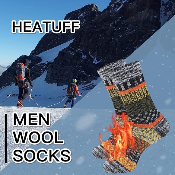 Men's Winter Wool Socks Thermal Warm Soft Crew Socks （5 Pairs） - Picture 7 of 7